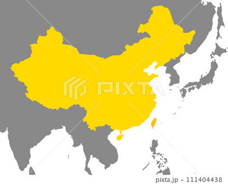 中国と台湾の地図、日本とユーラシア大陸、シルエット 111404438