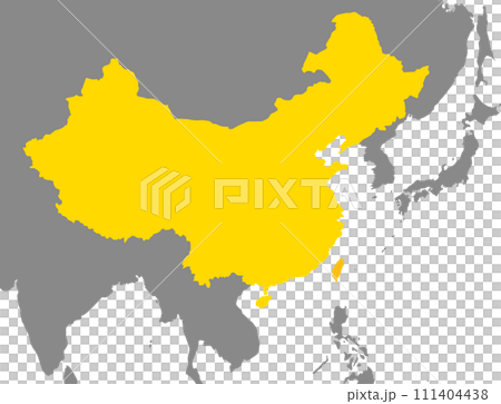 Map of China and Taiwan, Japan and Eurasia, silhouette 111404438