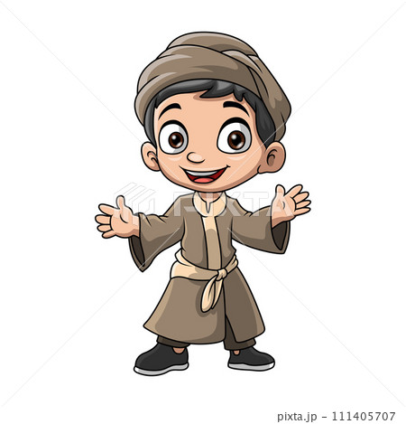 Cute happy muslim boy cartoon 111405707