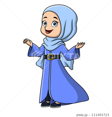 Cute happy muslim girl cartoon 111405723