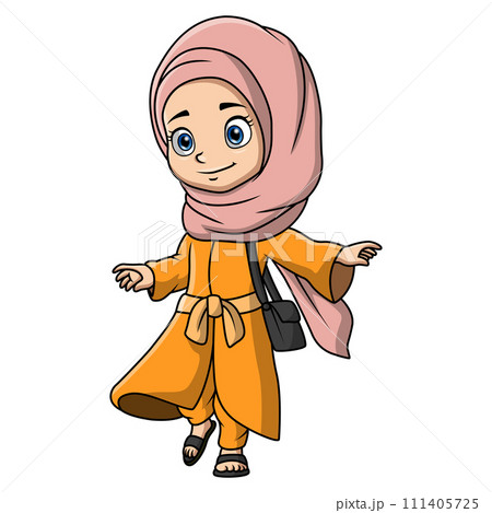 Cute happy muslim girl cartoon Cute happy muslim girl cartoon 111405725