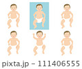 オムツ姿の赤ちゃん表情いろいろ 111406555