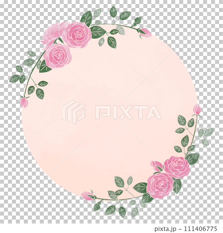 Rose watercolor frame, circular vector 111406775
