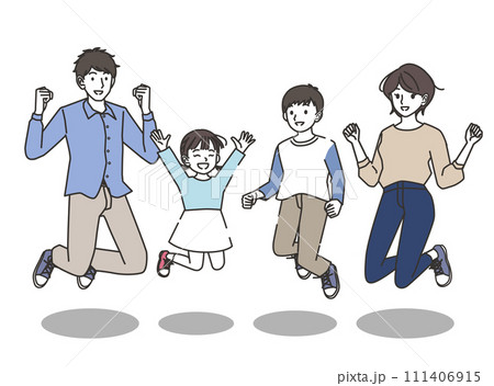 ジャンプする家族のイラスト 111406915