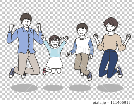 ジャンプする家族のイラスト 111406915