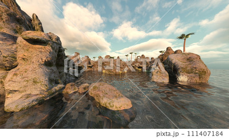 海に浮かぶ岩礁群 111407184