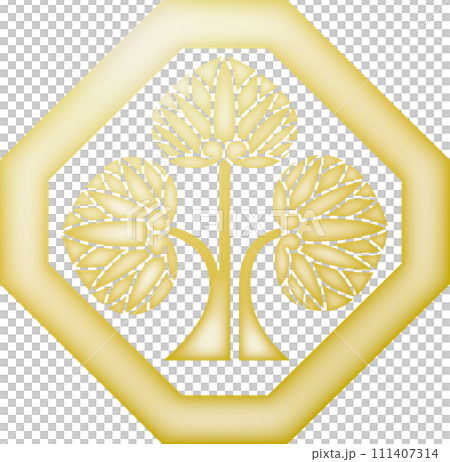 Family crest: Honda standing hollyhock on the cut corner [gold] 111407314