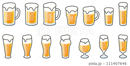ビール、ビールジョッキのベクターイラストセット 111407646