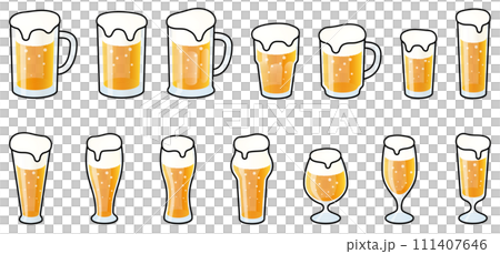 ビール、ビールジョッキのベクターイラストセット 111407646