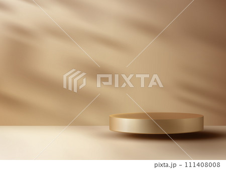 3D Gold Podium Mockup, Luxury Product Display in Beige Minimal Scene 111408008