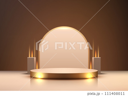 Luxury Gold Podium Mockup, Showcase Your Products in Style 111408011