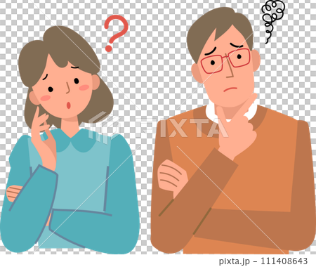 Worried couple's upper body 111408643