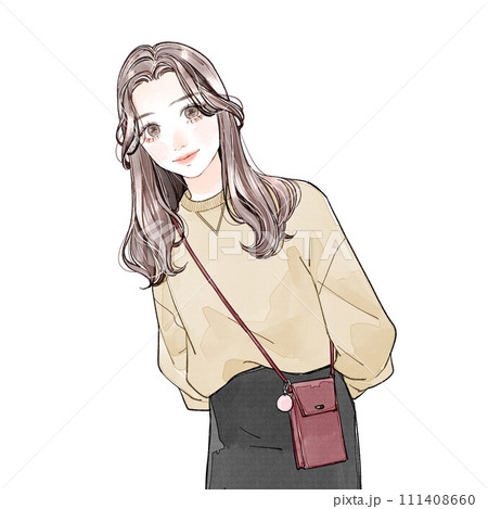 こちらを見ている女性 111408660