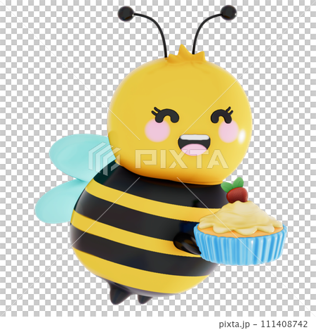 Happy Mother's day , baby bee with mini cupcake  on transparent background, 3D Rendering 111408742