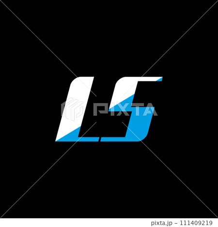 LS letter logo design on black background. LS creative initials letter logo concept. LS icon design. LS white and blue letter icon design on black background. L S 111409219