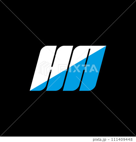 HA letter logo design on black background. HA creative initials letter logo concept. ha icon design. HA white and blue letter icon design on black background. H A 111409448