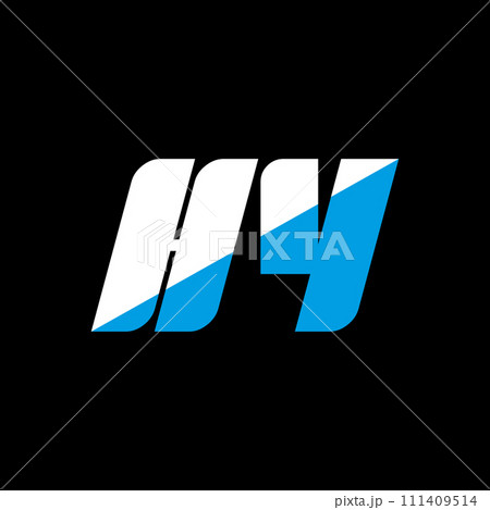 HY letter logo design on black background. HY creative initials letter logo concept. hy icon design. HY white and blue letter icon design on black background. H Y 111409514