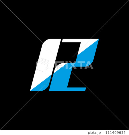 IZ letter logo design on black background. IZ creative initials letter logo concept. iz icon design. IZ white and blue letter icon design on black background. I Z 111409635