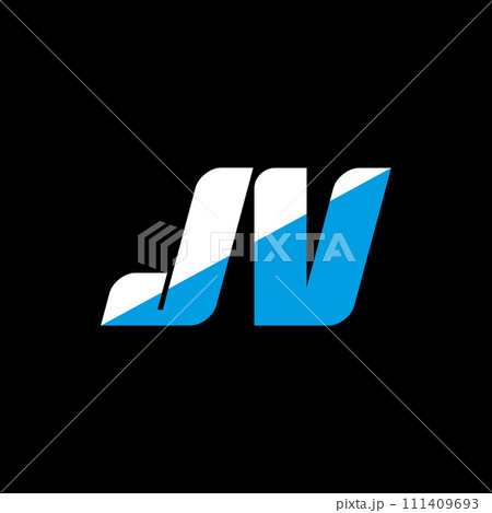 JV letter logo design on black background. JV creative initials letter logo concept. jv icon design. JV white and blue letter icon design on black background. J V JV letter logo design on black background. JV creative initials letter logo concept. jv icon design. JV white and blue letter icon design on black background. J V 111409693