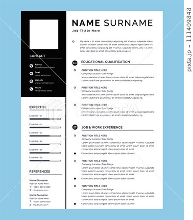 Creative resume cv template design with clean and modern style 111409848