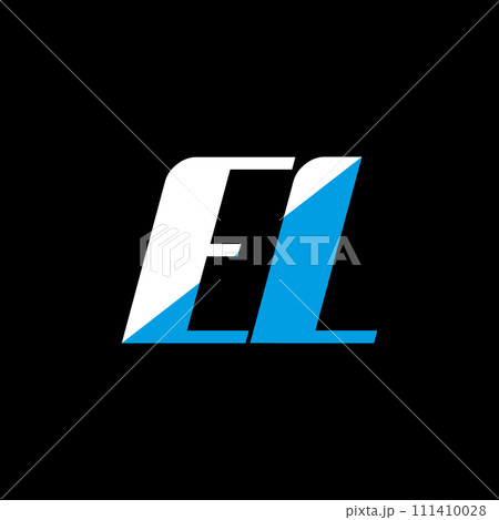 EL letter logo design on black background. EL creative initials letter logo concept. el icon design. EL white and blue letter icon design on black background. E L 111410028