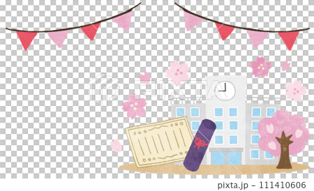 Illustration frame material inspired by spring, cherry blossom season, and graduation 111410606