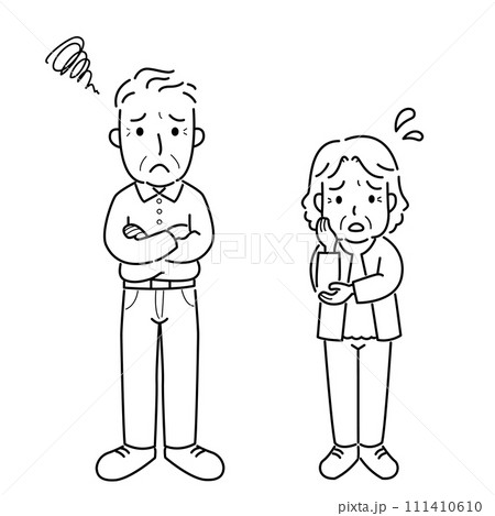 困っている男性と女性（お年寄り） 111410610