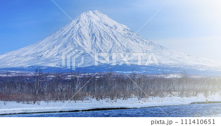 Koryaksky volcano on the Kamchatka Peninsula in the winter Koryaksky volcano on the Kamchatka Peninsula in the winter 111410651
