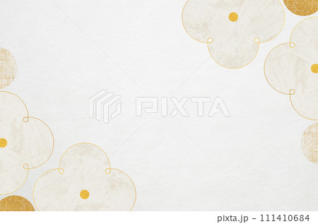 和モダンな花柄の和紙_花のイラストフレーム背景 111410684