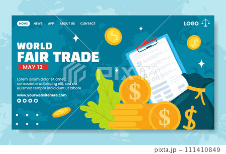 Fair Trade Day Social Media Landing Page Cartoon Hand Drawn Templates Background Illustration Fair Trade Day Social Media Landing Page Cartoon Hand Drawn Templates Background Illustration 111410849