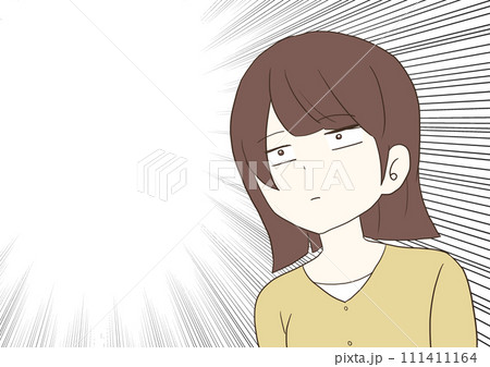 スンとした表情の女性 集中線 111411164