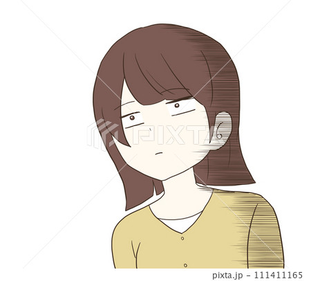 スンとした表情の女性 線 111411165