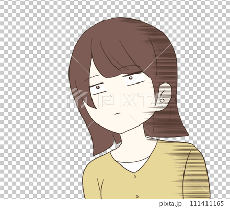 スンとした表情の女性 線 111411165