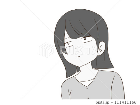 スンとした表情の女性 グレー 111411166