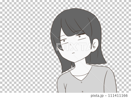 スンとした表情の女性 グレー 111411166