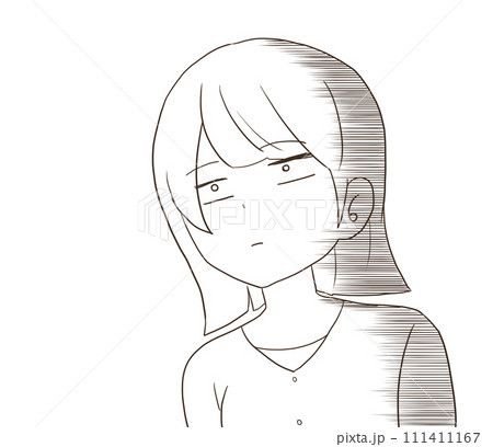 スンとした表情の女性 白 線 111411167