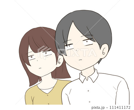 スンとした表情の男女 111411172