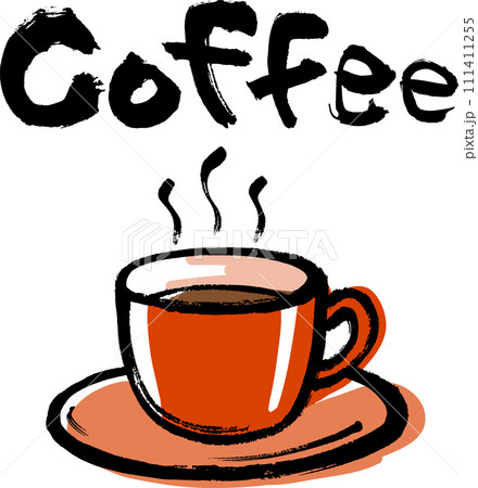 筆で手描きしたCoffeeの文字とイラスト 111411255