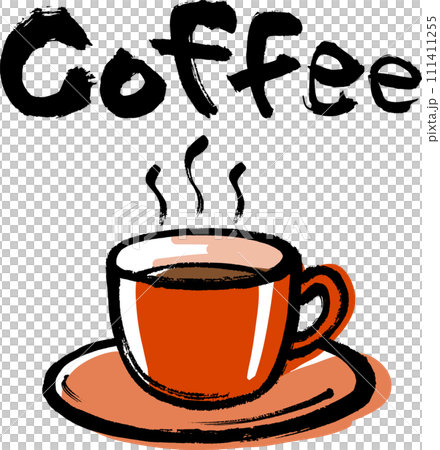 筆で手描きしたCoffeeの文字とイラスト 111411255