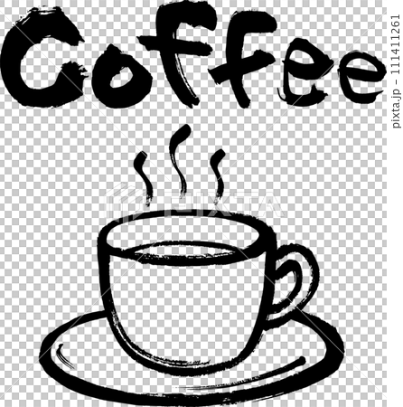 筆で手描きしたCoffeeの文字とイラスト 111411261