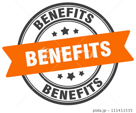 benefits stamp. benefits label on transparent background. round sign 111411535