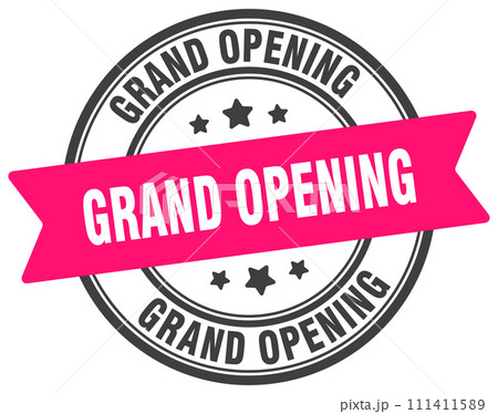 grand opening stamp. grand opening label on transparent background. round sign 111411589