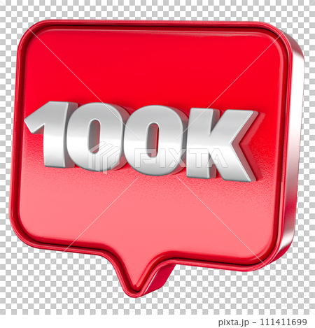 Follower 100k red sticker on white background 111411699
