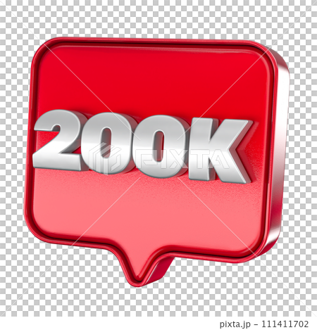 Follower 200k red sticker on white background 111411702