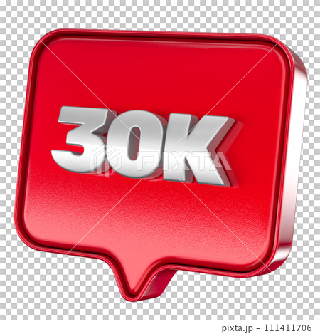 Follower 30k red sticker on white background 111411706
