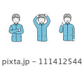 学生服を着た上半身の男子の感情表現イラスト 111412544