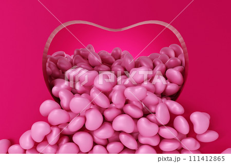 Falling of pink heart, background for valentine day festival wedding celebration, 3D rendering. Falling of pink heart, background for valentine day festival wedding celebration, 3D rendering. 111412865