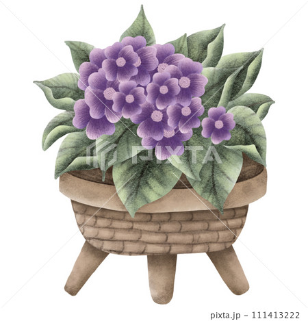 hand painted watercolor flower pot 111413222