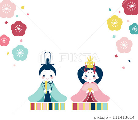 シンプルでかわいいお雛さまのイラスト素材 ベクター 雛祭り桃の節句 111413614