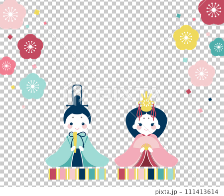 シンプルでかわいいお雛さまのイラスト素材 ベクター 雛祭り桃の節句 111413614